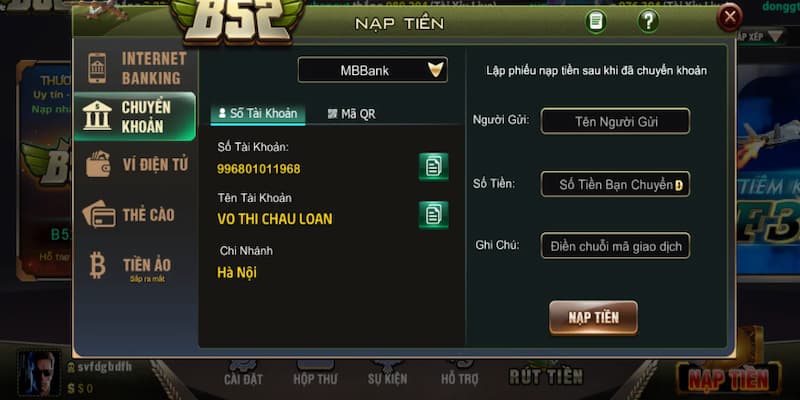 Nạp tiền B52club Nạp tiền B52club - Tổng quan phương thức thanh toán